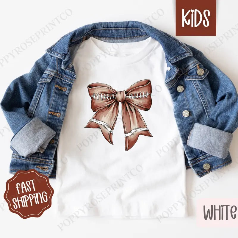 Coquette Football Bow Kids Shirt - Football Children's Tshirt - Cute Youth Tee Gildan Hoodie, Sweatshirt | HypeDripTees.com