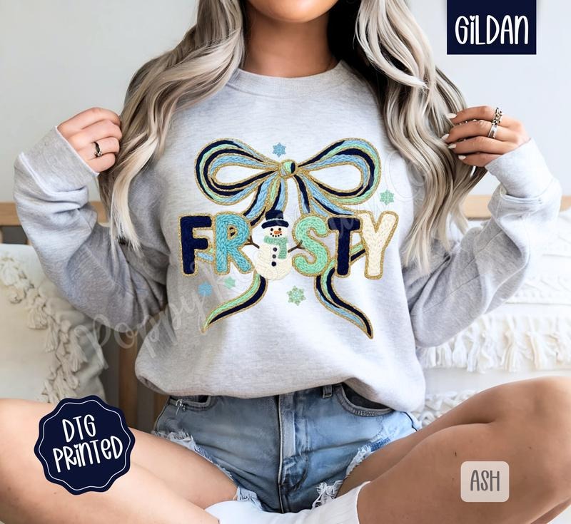 Coquette Frosty Sweatshirt, Trendy Women's Christmas Sweater T-Shirts, Hoodie | HypeDripTees.com