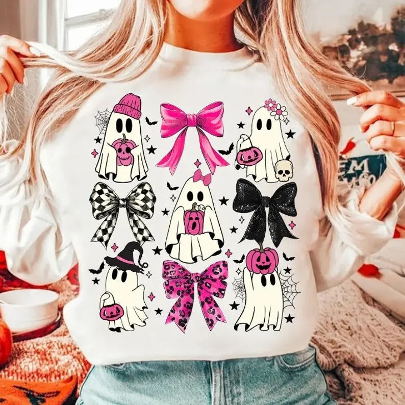 Coquette Halloween Shirt, Halloween Pumpkin Sweatshirt, Cute Ghost Shirt, Spooky Season Tee, Social Club Halloween Mama...