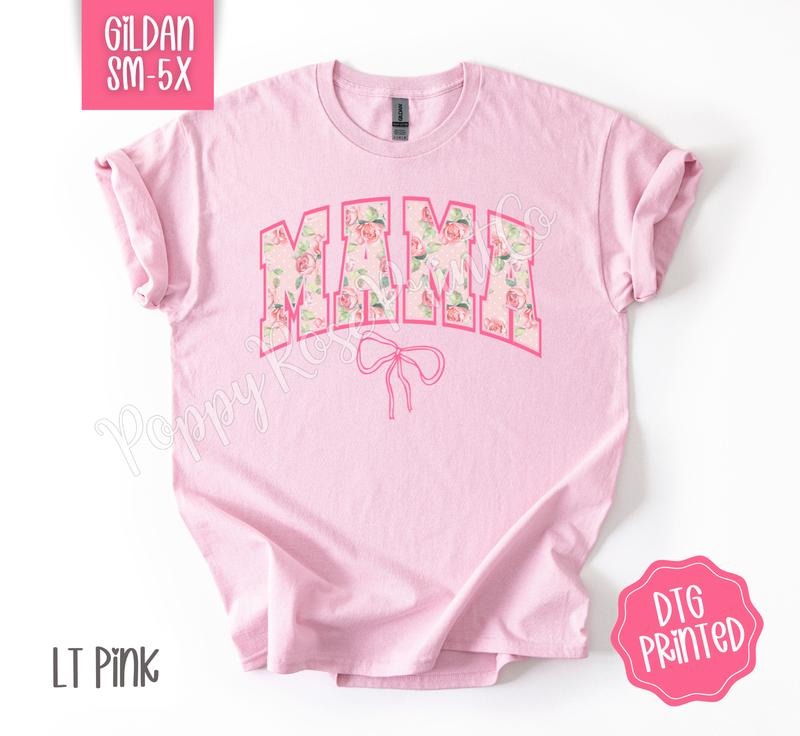 Coquette Mama Gildan Shirt Cute Mom Floral Bow T-Shirts, Hoodie, Sweatshirt