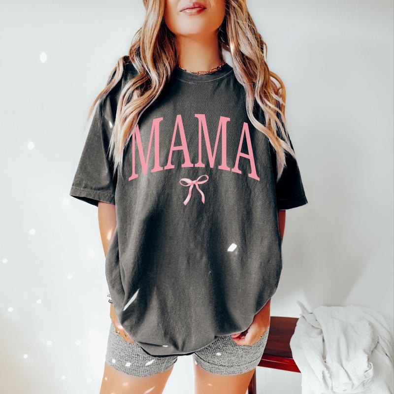Coquette Mama Shirt, Coquette Bow T-shirt for Mom, Mothers Day Gift, Girly Mama Outfit Hoodie, Sweatshirt | HypeDripTees.com
