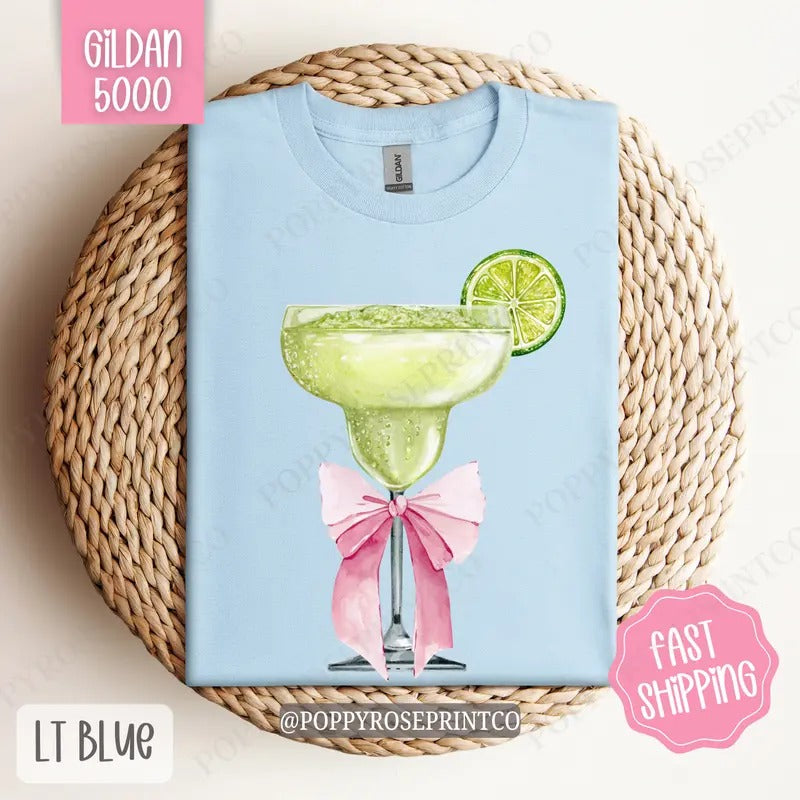 Coquette Margarita Gildan Shirt Cute Cocktail Margarita Bow T-Shirts, Hoodie, Sweatshirt