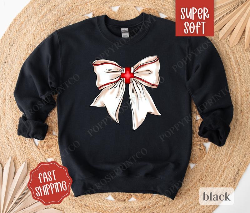 Coquette Nurse Bow Sweatshirt, Nurse Appreciation Gift, RN Sweatshirt,  Gift for Nurse, Nursing Student Sweatshirt...