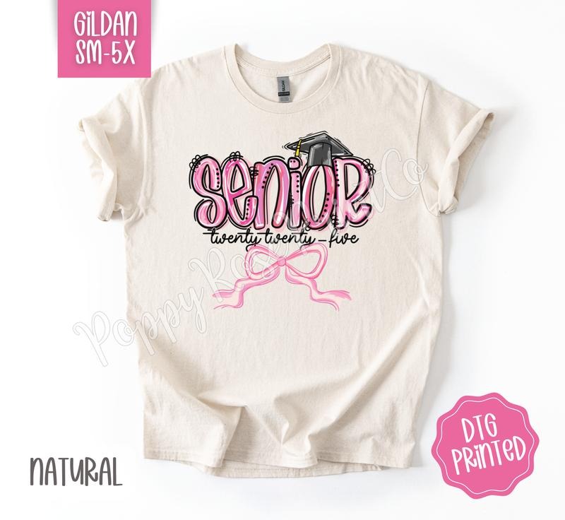 Coquette Senior Gildan Shirt, Cute Graduation Tshirt, Trendy Bow Tee, Gift for Her Hoodie, Sweatshirt | HypeDripTees.com
