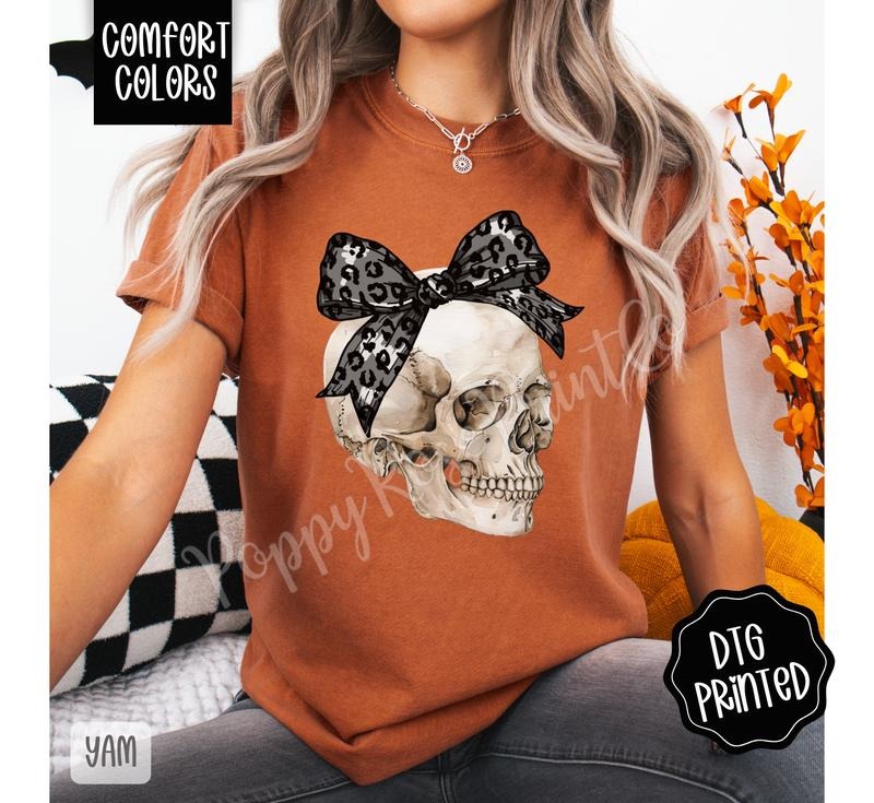 Coquette Skull Shirt Comfort Colors, Trendy Halloween Tshirt Hoodie, Sweatshirt | HypeDripTees.com