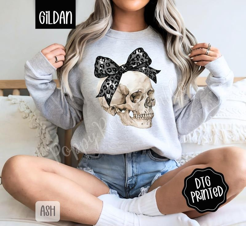 Coquette Skull Sweatshirt, Trendy Halloween Sweatshirt T-Shirts, Hoodie | HypeDripTees.com