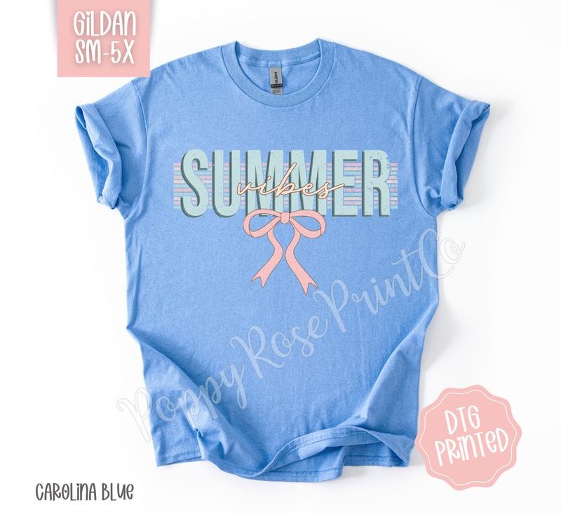 Coquette Summer Vibes Gildan Tshirt, Cute Summer Shirt, Girly Beach Tee Hoodie, Sweatshirt | HypeDripTees.com