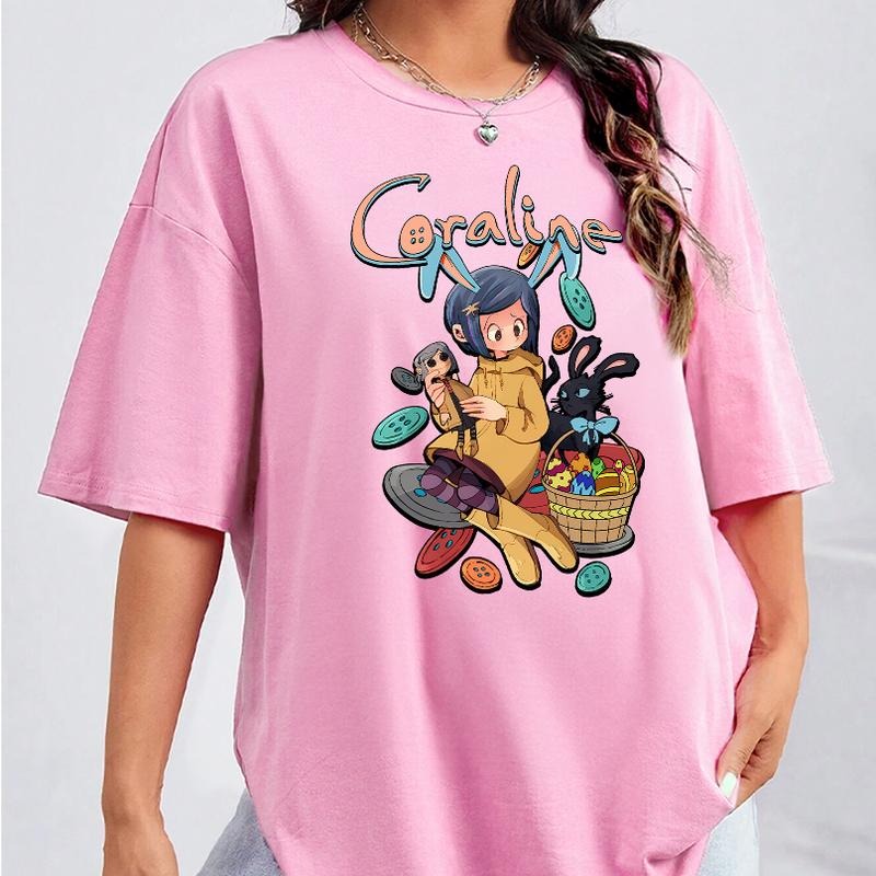 Coraline Bunny Shirt, Coraline Easter Funny Sweatshirt, Brushstroke Bunny Easter Shirt, Bunny Coquette Bow T Shirt...