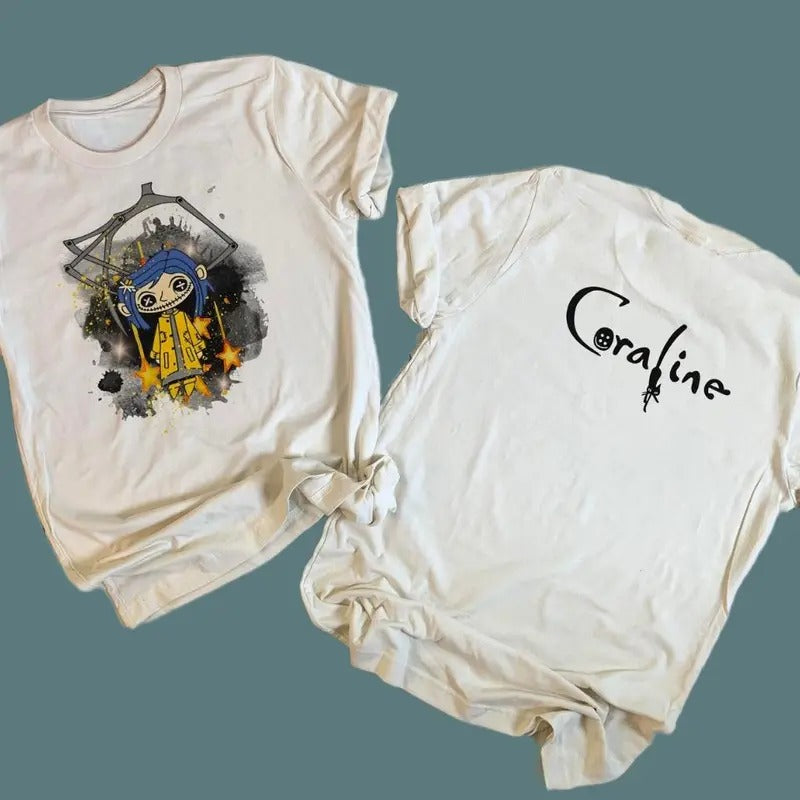 Coraline Button eyes sweatshirt, Funny circus Corr.aa.lineee sweatshirt,  Spooky movie Hoodie, Doll TShirt, Movie Retro...