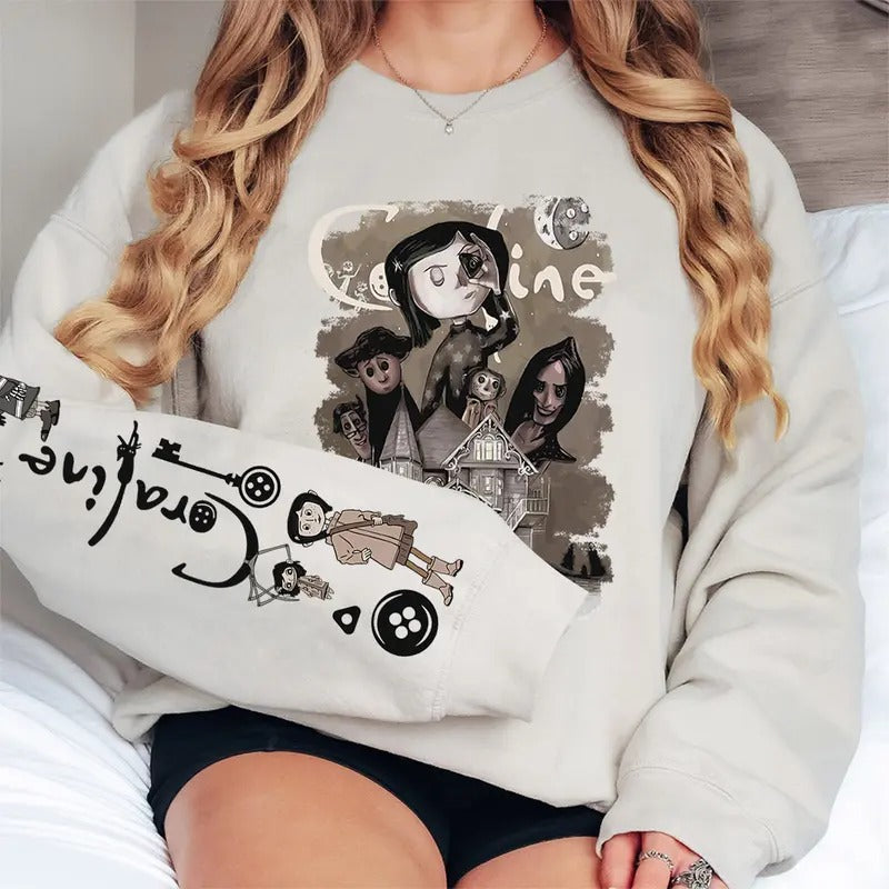 Coraline Movie Hoodie, Funny Shirt 2024, Coraline Movie Vintage Retro Horror T-Shirt, Coraline Sweatshirt | HypeDripTees.com