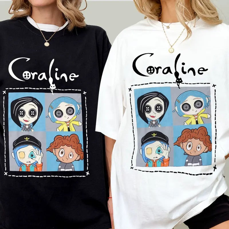 Coraline Parallel World Doodle Shirt, Horror Coraline movies, Horror Character Shirt, Halloween Crewneck Sweatshirt,...