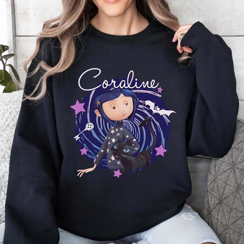 Coraline in The Tunnel Shirt, The real world and the Another World Coraline, Horror Movie Merch, Halloween Christmas...