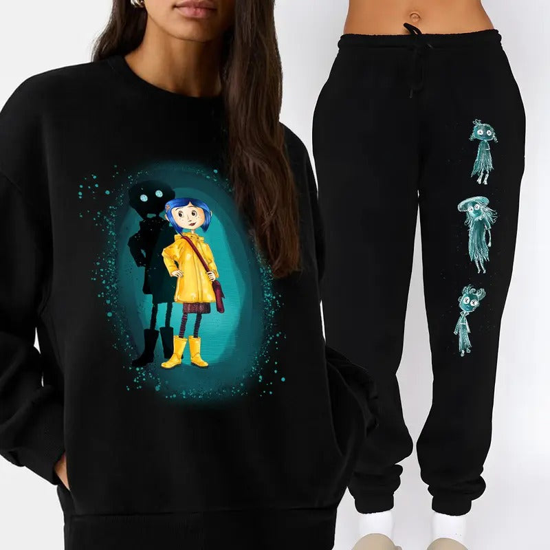 Coraline with Three Children Ghost Sweatshirt and Sweatpants, Coraline Fantasy movies tshirt, Horror Charaters Sweatshirt...