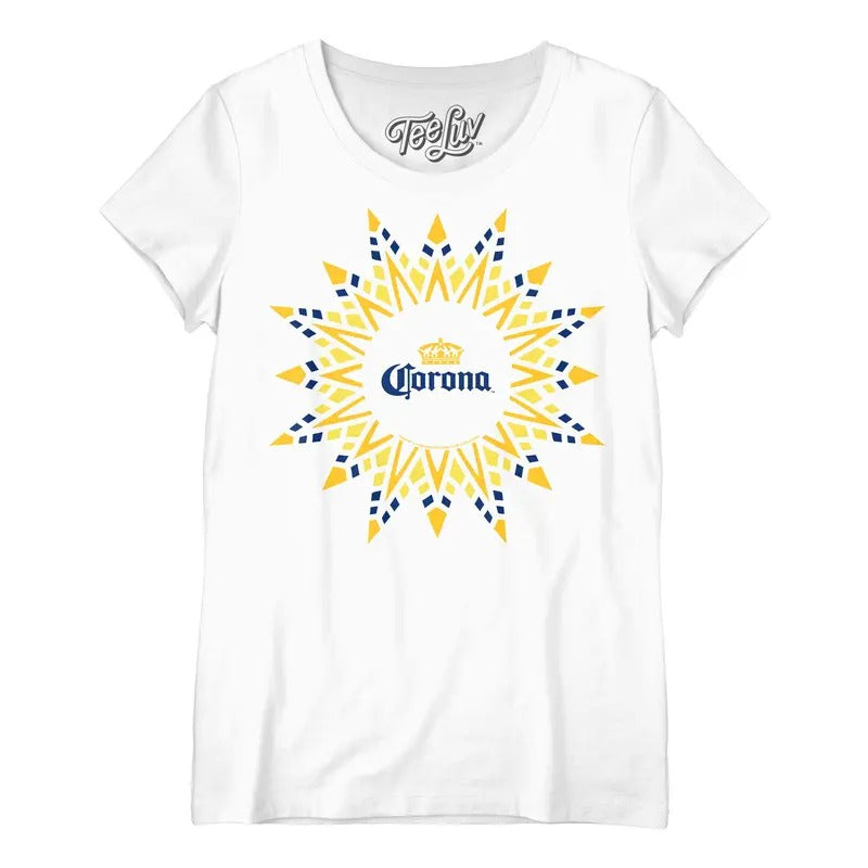 Corona Beer Sun Logo Women's Scoopneck T-Shirt - White Hoodie, Sweatshirt | HypeDripTees.com