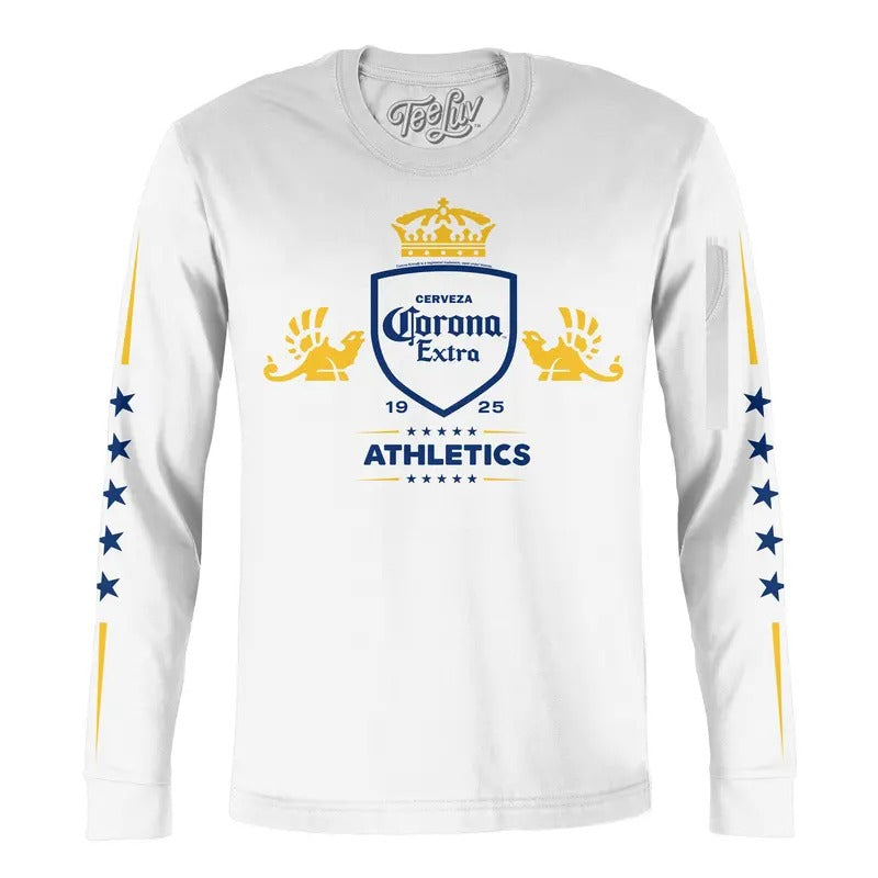 Corona Extra Athletics Stars Long Sleeve T-Shirt - White Hoodie, Sweatshirt | HypeDripTees.com