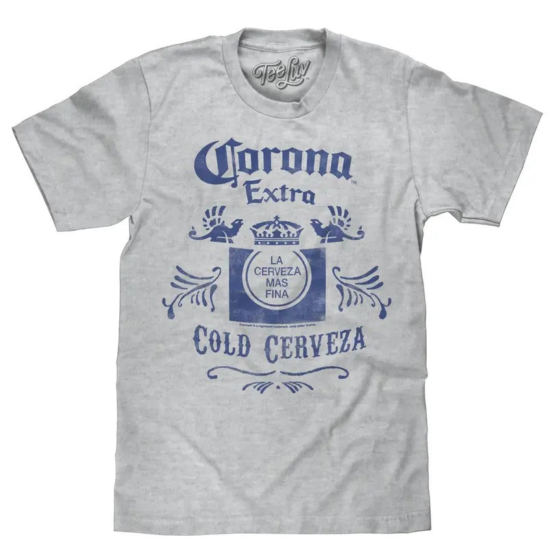 Corona Extra Cold Cerveza Crown Logo T-Shirt - Athletic Gray Heather Hoodie, Sweatshirt | HypeDripTees.com