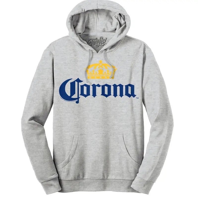 Corona Logo Pullover Hooded Sweatshirt - Gray T-Shirts, Hoodie | HypeDripTees.com