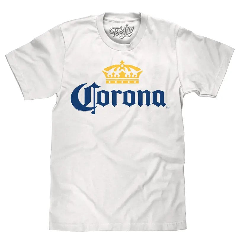 Corona Logo T-Shirt - White graphic tee Hoodie, Sweatshirt | HypeDripTees.com