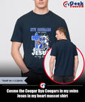 Cosmo the Cougar Byu Cougars in my veins Jesus in my heart mascot T-shirt