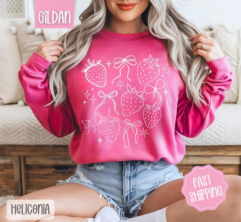 Cottagecore Strawberries Sweatshirt, Cute Spring Sweater, Fruit Crewneck T-Shirts, Hoodie | HypeDripTees.com