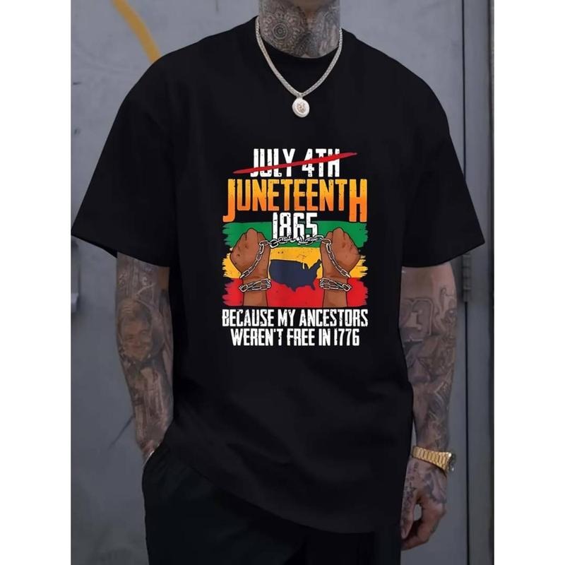 [Graphic Tees] Cotton [Juneteenth T-Shirt] Juneteenth Graphic Men's Athletic T-Shirt | Polyester/Cotton Blend, Bold Unity...