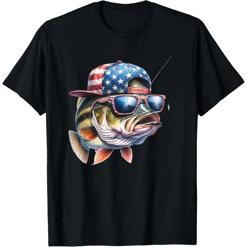 Cotton Short Sleeve Trendy Cool Fish Fishing T-shirt