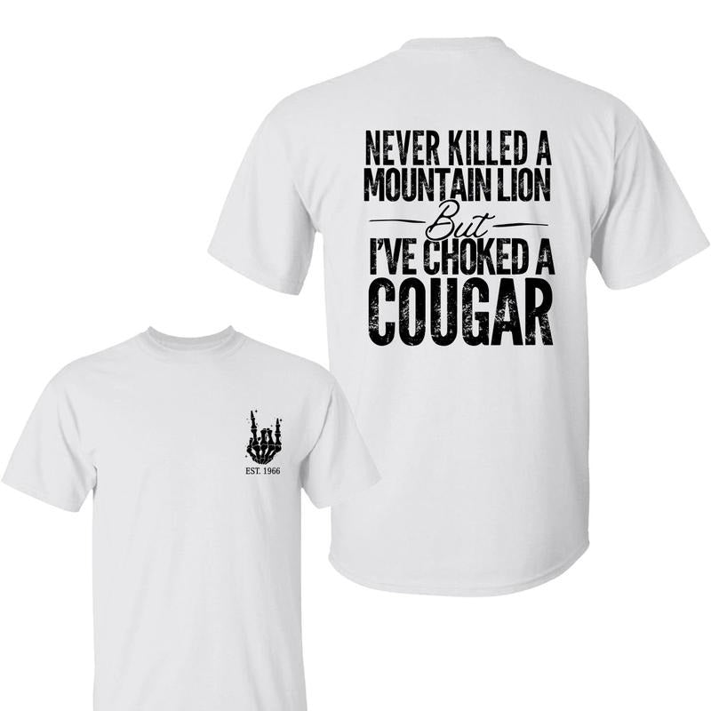 Cougar 2 Sided Shirt Custom Year Gen X T-Shirt, Bigthree Apparel - Black - white Graphic Design for Men and Women