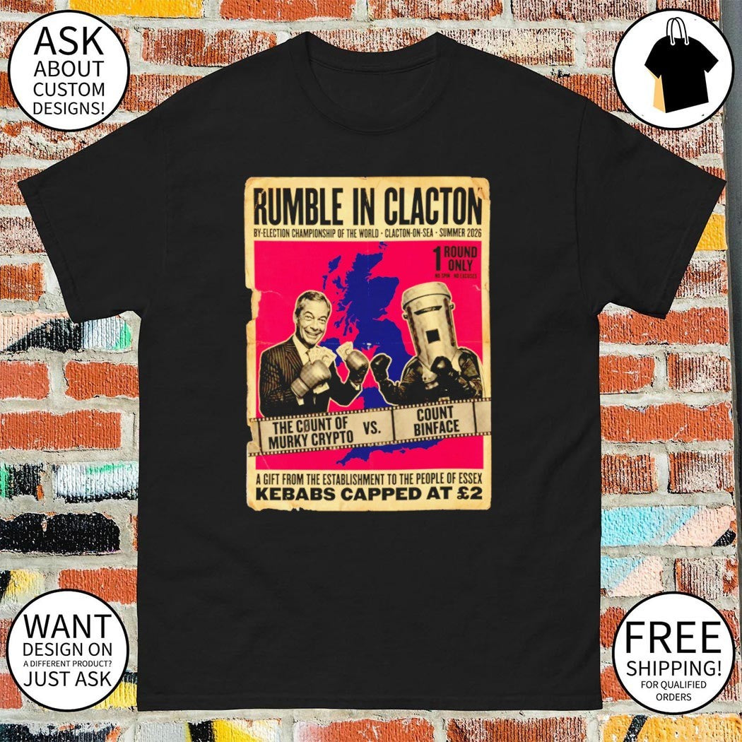 Count Binface vs Farage Rumble in Clacton Boxing Poster shirt
