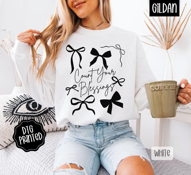 Count Your Blessings Sweatshirt, Trendy Women's Religious Crewneck T-Shirts, Hoodie | HypeDripTees.com