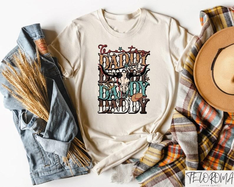 Country Daddy Shirt, Cow Skull Daddy Shirt, Western Dad Shirt, Howdy Dad Shirt, Father's Day Shirt, Gift For Dad, Cowboy...