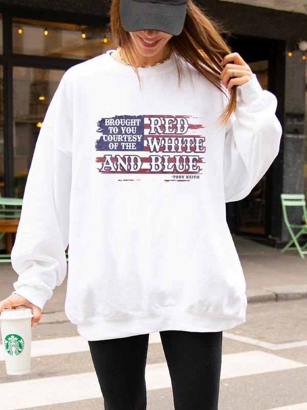 Courtesy Of The Red, White, And Blue Flag Sweatshirt Womenswear T-Shirts, Hoodie | HypeDripTees.com