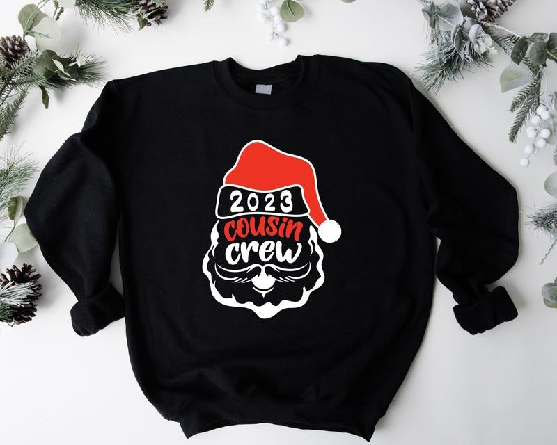 Cousin Crew 2023 Sweatshirt, Santa Cousin Matching Outfit, Family Christmas Party Gift Sweater, Winter Holiday Cousin...
