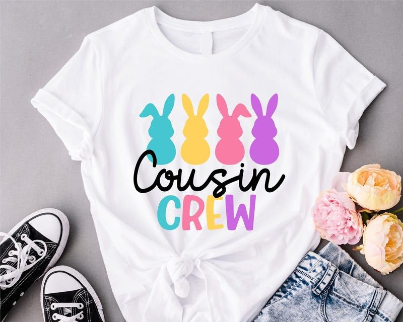 Cousin Crew Shirt, Easter T-Shirt, Matching Cousins Squad Tees, Family Easter Short Sleeve, Cousins Crew Rabbits Shirts....