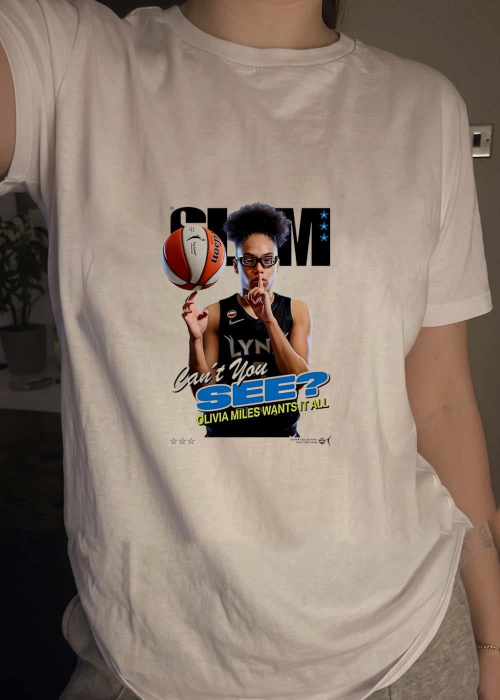 Cover Collection Aug Sep 2024 Olivia Miles Finger to Lips Can t You See Wants It All Minnesota Lynx T-Shirt