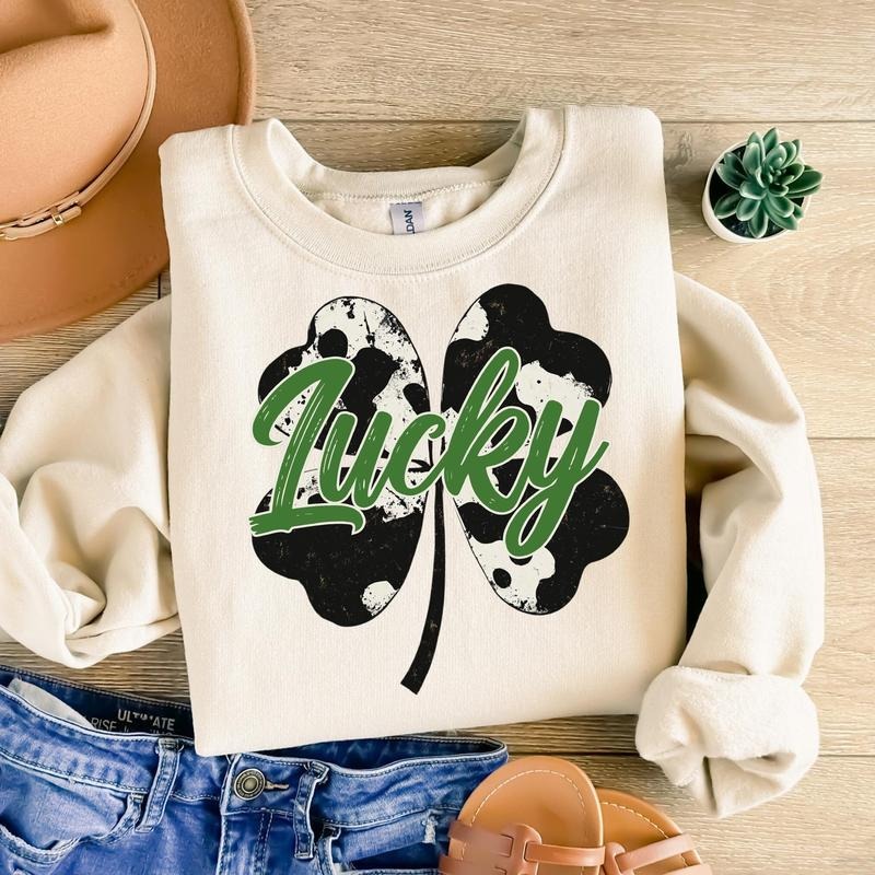 Cow Print Lucky Shamrock St Patricks Day Retro St Patty's Day shirt Hoodie, Sweatshirt | HypeDripTees.com