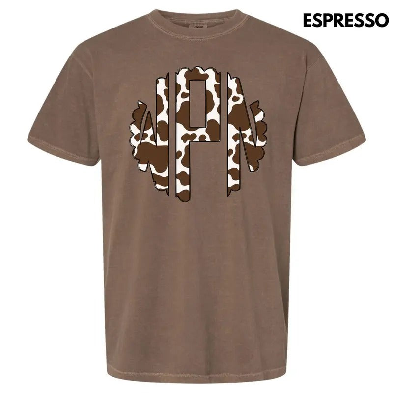 Cow Print Monogram Comfort Colors T-Shirt 'NLB' Hoodie, Sweatshirt | HypeDripTees.com