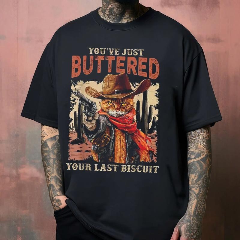 Cowboy Cat T-Shirt - Meowdy You've Just Buttered Your Last Biscuit Hoodie, Sweatshirt | HypeDripTees.com