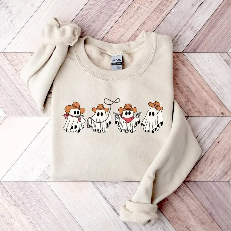 Cowboy Ghosts Sweatshirt, Halloween Cowgirl Ghosts Sweatshirt, Howdy Halloween Shirt Shirt, Ghost Boo Shirt, Western Cute...
