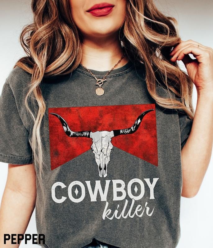 Cowboy Killer Shirt, Vintage Inspired Bullskull T-Shirt, Comfort Colors, Western Graphic Tee, Bull Skull, Western...