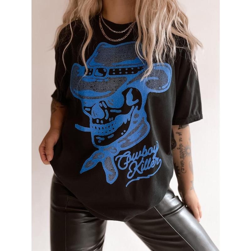 Cowboy Killer Tee, Western grunge graphic tee, trendy cowboy shirt, tee Hoodie, Sweatshirt | HypeDripTees.com