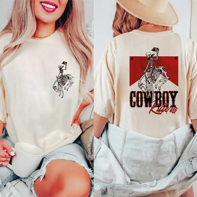 Cowboy Killers Tshirt, Western Cowboy Shirt, Cowboy Skeleton Tee, Western Skeleton Tee, Western Rodeo Shirt, Gift For...