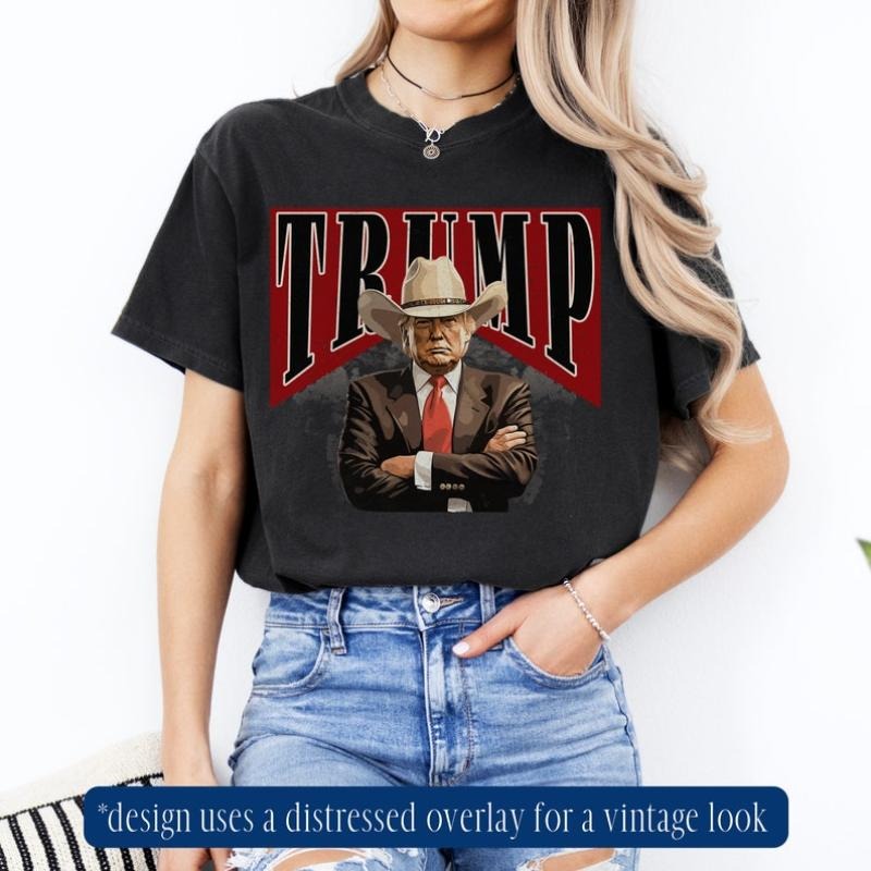 Cowboy Trump T Shirt, Western Trump Shirt, Comfort Colors Shirt, Trump 2024 MAGA T Shirt, Trump President Shirt, Trump...