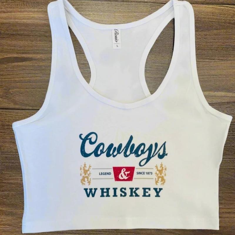 Cowboys & Whiskey Crop Tank Top, Y2K Shirt, Political Activism Baby Tee, LGBTQ Rights Baby Tee, Free Speech, Feminist...