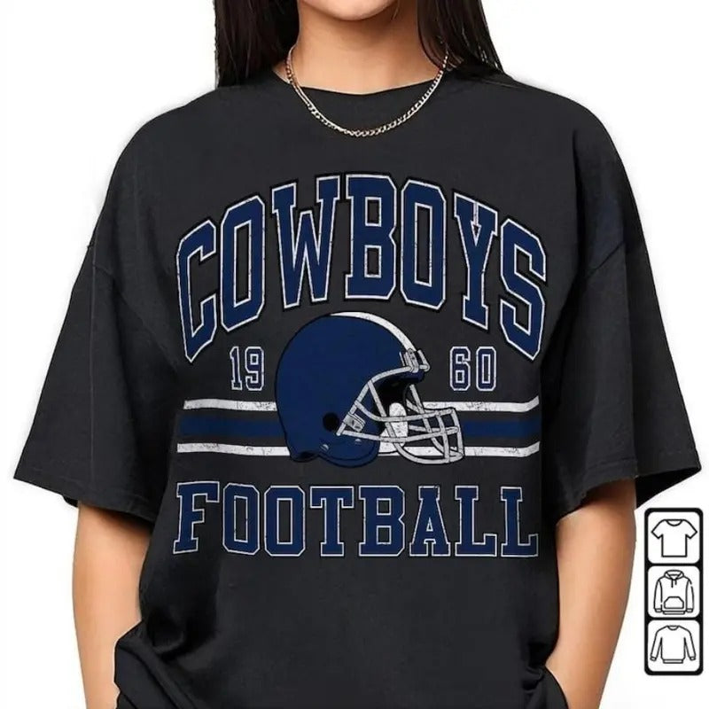 Cowboys Football tshirt, Shirt Retro Style 90s Vintage Unisex Crewneck, Graphic Tee Gift For Football Fan Sport Top...