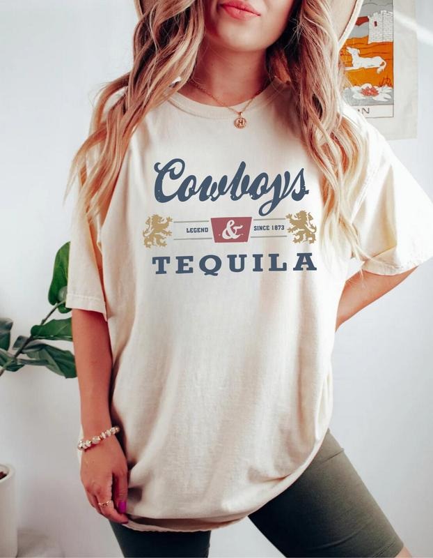Cowboys and Tequila Unisex T-Shirt, Cowgirl And Tequila T-shirt Comfort Fabric Hoodie, Sweatshirt | HypeDripTees.com