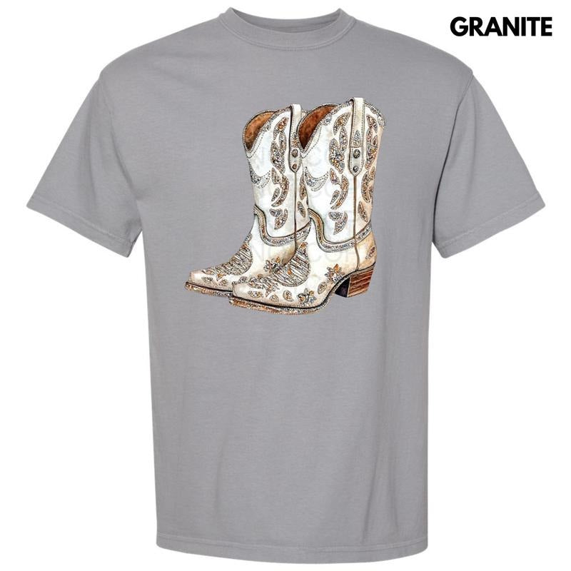 Cowgirl Boots Faux Rhinestone Comfort Colors T-Shirt Hoodie, Sweatshirt | HypeDripTees.com