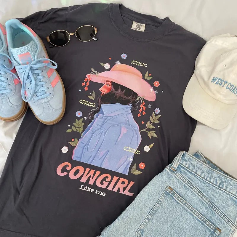 Cowgirl Like Me Graphic T-Shirt, Gift For Her Hoodie, Sweatshirt | HypeDripTees.com