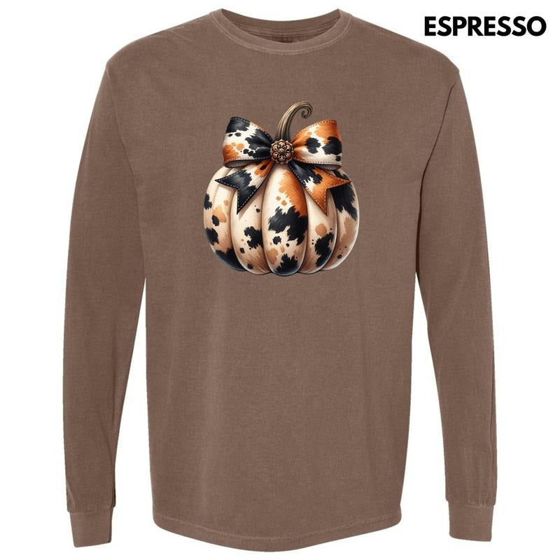Cowhide Pumpkin Long Sleeve Comfort Colors T-Shirt 'NLB' Hoodie, Sweatshirt | HypeDripTees.com
