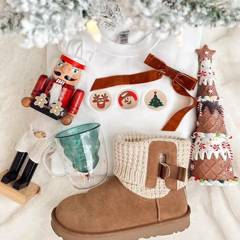 Cozy 'Christmas Cookies' Embroidered Crewneck Sweatshirt for Women - Womenswear, Pullover T-Shirts, Hoodie | HypeDripTees.com