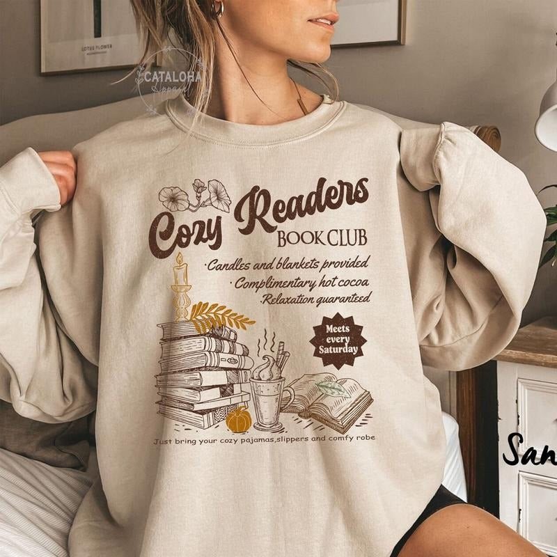 Cozy Girl Book Club sweatshirt, Coffee And Book Lover, Fall book club, Book club sweater, Cozy reader, Autumn Fall cozy...